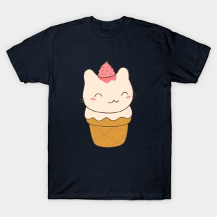 Kawaii Cute Ice Cream Cat T-Shirt T-Shirt